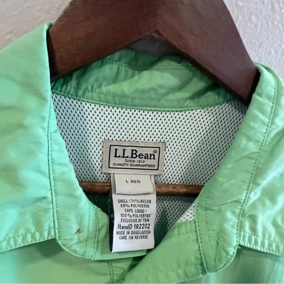 LL Bean Green Tropicwear‎ Performance Outdoor Fishing Hiking Shirt Size L - Picture 8 of 8